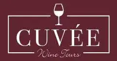 Cuvee Wine Tours' logo. Features a burgundy background with white text and a white glass of wine.